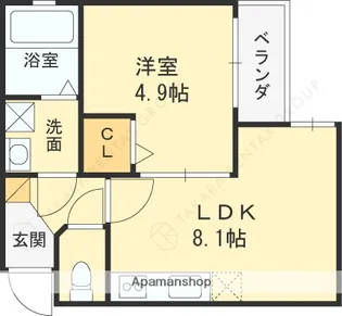 1LDKの間取り画像