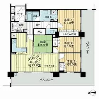 クラルテ高槻北園町【5階】の間取り