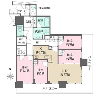 ジオタワー高槻ミューズガーデン【15階】の間取り