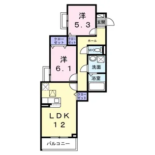 ユニゾン安満 A棟【1階】の間取り