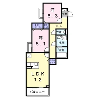 ユニゾン安満 A棟【2階】の間取り