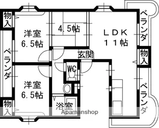 萱野マンション【2階】の間取り