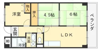 リープハーベン八尾木【5階】の間取り