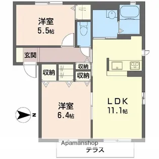 ハッピーヴァレー【1階】の間取り