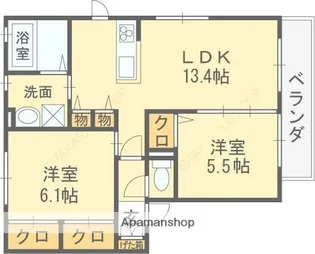 ファミーユ青葉町【1階】の間取り