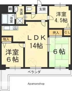 サンヴェール春日【6階】の間取り