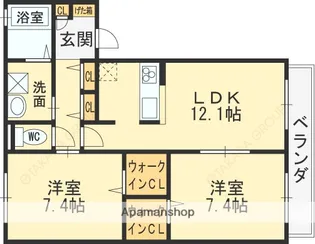 シャーメゾンヴェルデパティオ【2階】の間取り