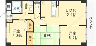 ヴェルデュール石切【403号室】の間取り