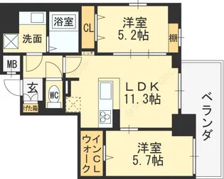 プレミアム菱屋西【8階】の間取り