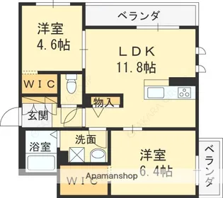WINGⅢ 花園【2階】の間取り