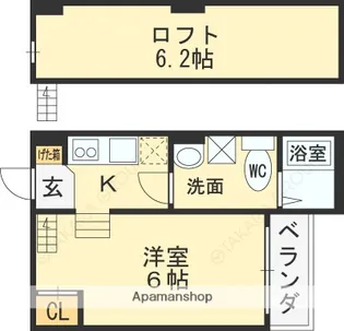 大阪府東大阪市大蓮北2丁目【アパート】の間取り