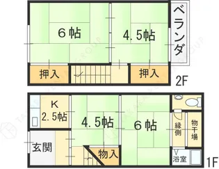 大阪府東大阪市若江本町4丁目【テラスハウス】の間取り