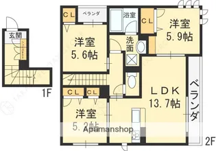 シャーメゾン陽【2階】の間取り