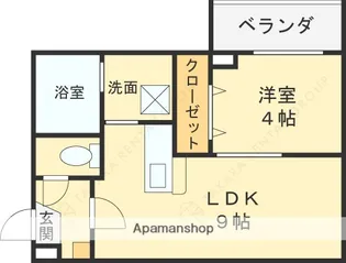 パロス瓢箪山ラドノルテ【2階】の間取り