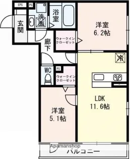 NUKATA COLN M(ヌカタコルンエム)【202号室】の間取り