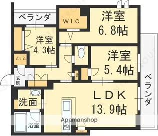 シャーメゾン ペルネチア【3階】の間取り
