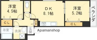 クリエオーレ西石切【1階】の間取り
