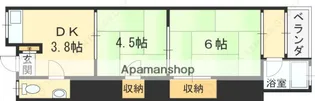 八戸ノ里文化Ⅱ【2階】の間取り