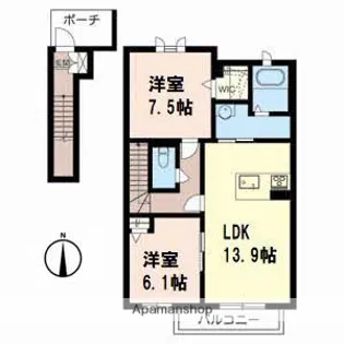 シャローム小枝Ⅱ【2階】の間取り