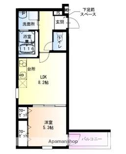 フジパレス花園中央公園南Ⅱ番館【1階】の間取り