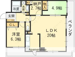 クラウンハイム東大阪ステーションサイド【2階】の間取り