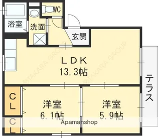 ボナール栄【A-101号室】の間取り