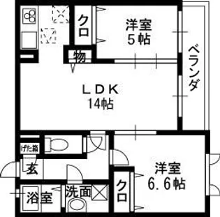 プランドール【102号室】の間取り