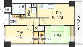 大阪府東大阪市御厨栄町3丁目【マンション】の間取り