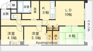 パルティール新石切【1階】の間取り