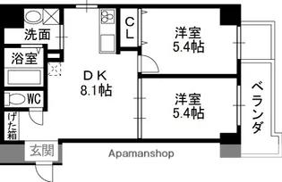 グランガーデン足代新町【405号室】の間取り