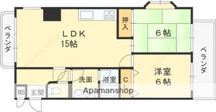 プランドール中川【3階】の間取り