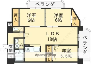 シャンテ辻亀【3階】の間取り