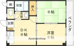 バンブ石切ハイツ【201号室】の間取り