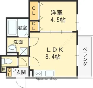 クリエオーレ鴻池徳庵町【2階】の間取り