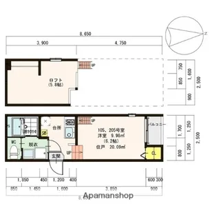 エトワール今里【205号室号室】の間取り