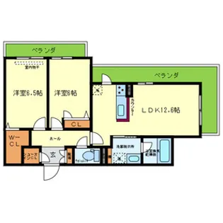 ミモザメゾン菱屋西【2階】の間取り