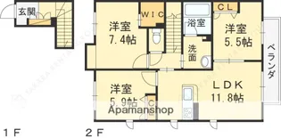 シャーメゾンFELICE【201号室】の間取り