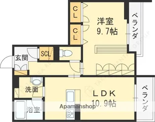 シャーメゾン リュエル八戸ノ里【2階】の間取り