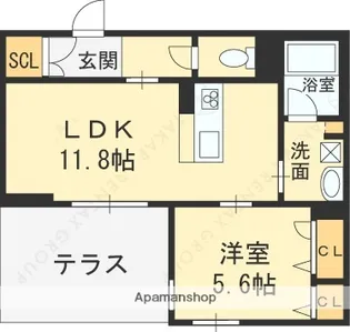メゾンドラフィネ【102号室】の間取り