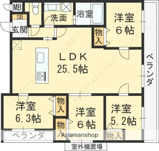 MESSAGE苦楽園三番町【1階】の間取り