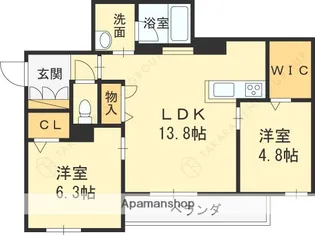 ル ボヌール ヤエ【305号室】の間取り