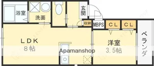 モアナ長瀬町【1階】の間取り