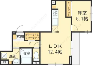 アベニール末広【1階】の間取り