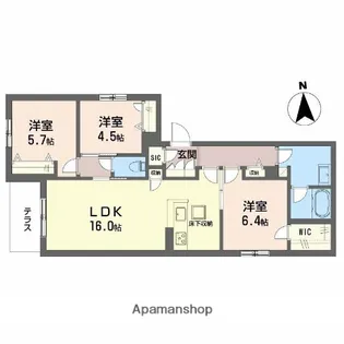 ラ ウエスト【103号室】の間取り
