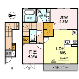 シャトレー旭町【2階】の間取り