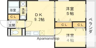プレサンスクレージュ喜里川 NORTH【2階】の間取り