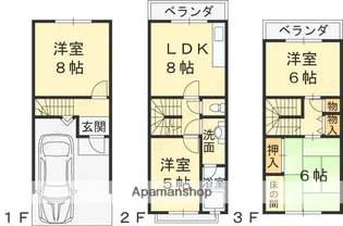 大阪府東大阪市西堤学園町1丁目【一戸建】の間取り