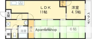 瓢箪山第2大発マンション【4階】の間取り