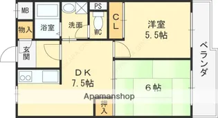 グランディー小路【202号室】の間取り