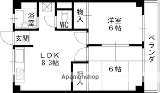 市隆ハイツ塚口【1階】の間取り
